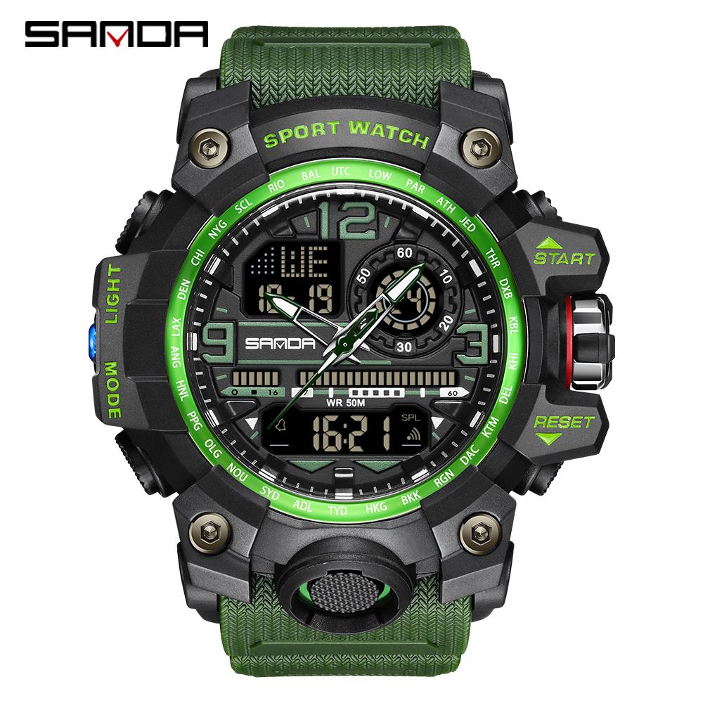 Buy SANDA Top Brand Luxury Men's Sports Watches Waterproof Dual Display Digital Military