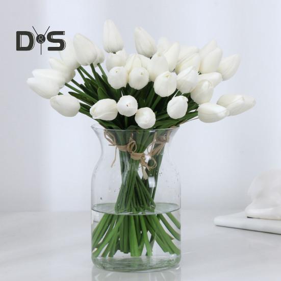 Buy 5Pcs/Set Fake Flower Decor Simulated Easy to Care Faux Leather Long