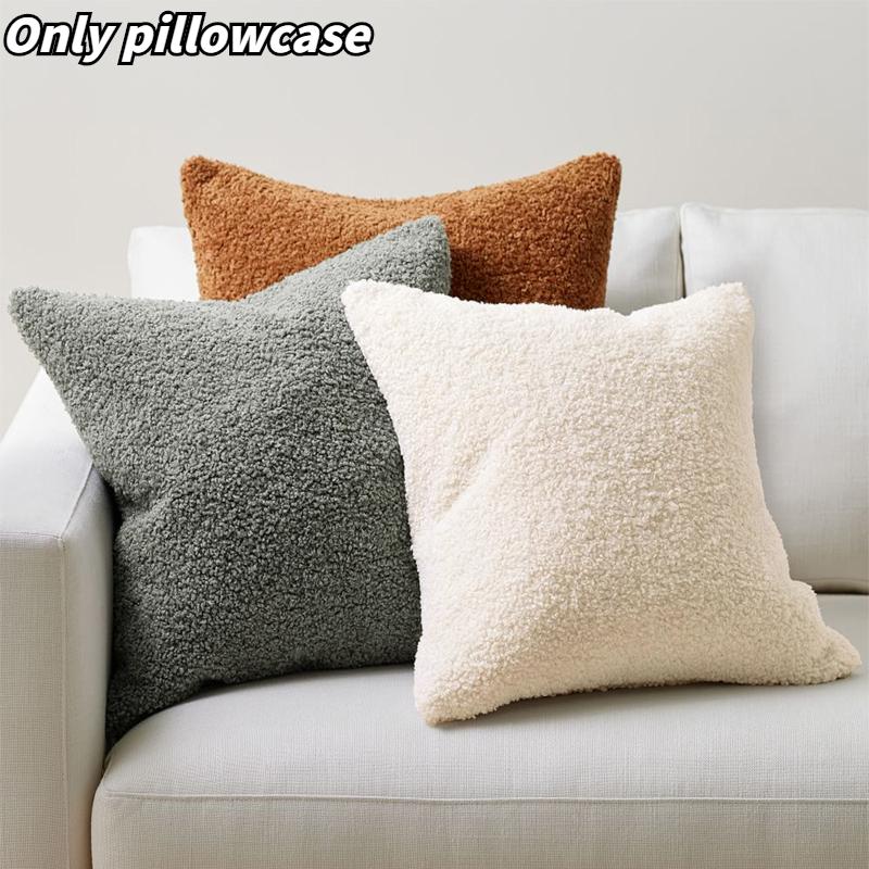 Buy Soft Teddy Pillowcase Decorative Plush Cushion Cover for Sofa Car