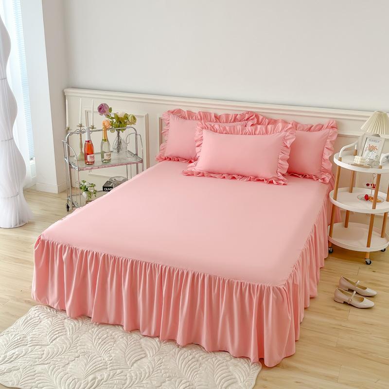 Solid Bed Skirt Soft Skin Friendly Bed Sheet Cadar Mattress Cover