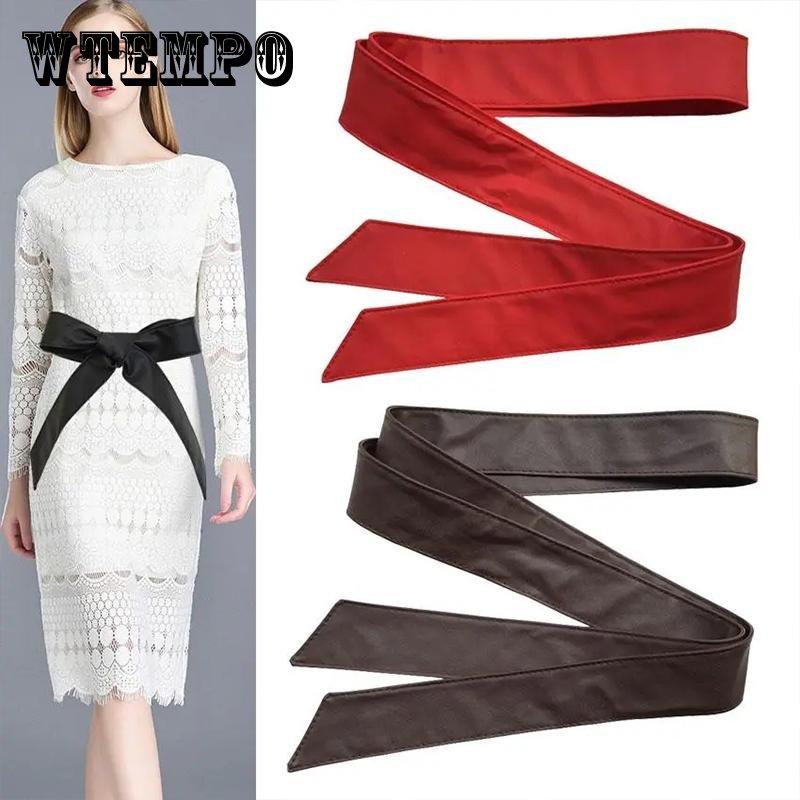 Buy 2.5/4cm Width Bow Tie Belt Waist Rope Thin Fur Belt PU Leather Belt