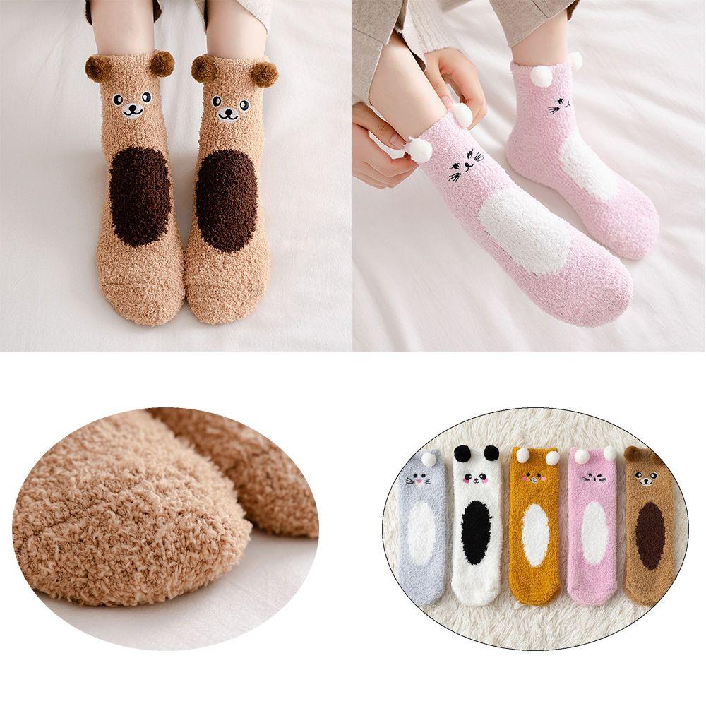Buy Ladies Sleep Bed Sock Fluffy Plush Christmas Gift Cute Bear Coral