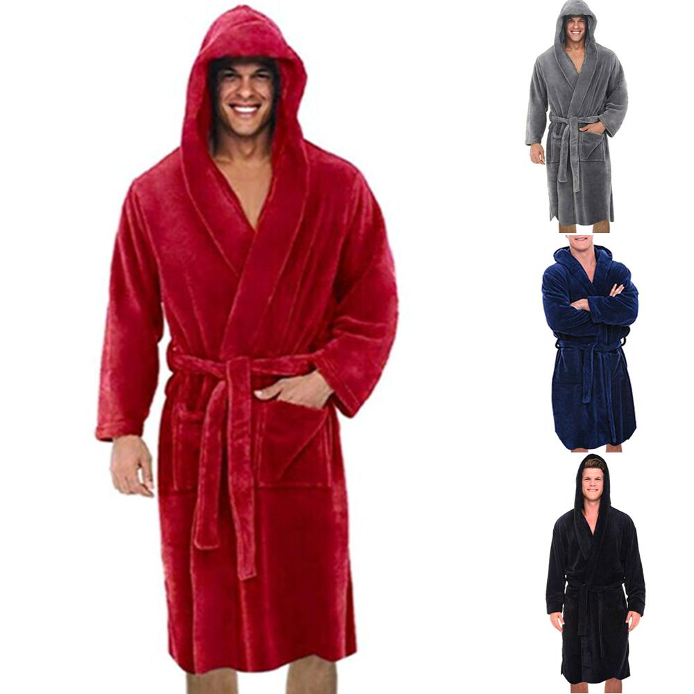 Buy Mid Length Solid Color Bathrobe Solid Color Bandage Bathrobes Men