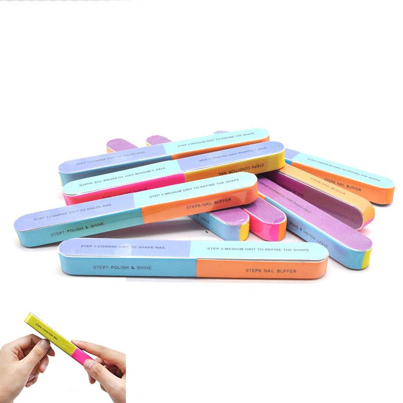 Acquista 7 Side Sand Shine Kit Nail File Polishing File Sponge Rubbing