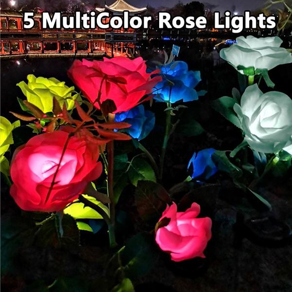 Buy Solar Powered Rose Flower Lights Outdoor Garden Yard Decorative Led
