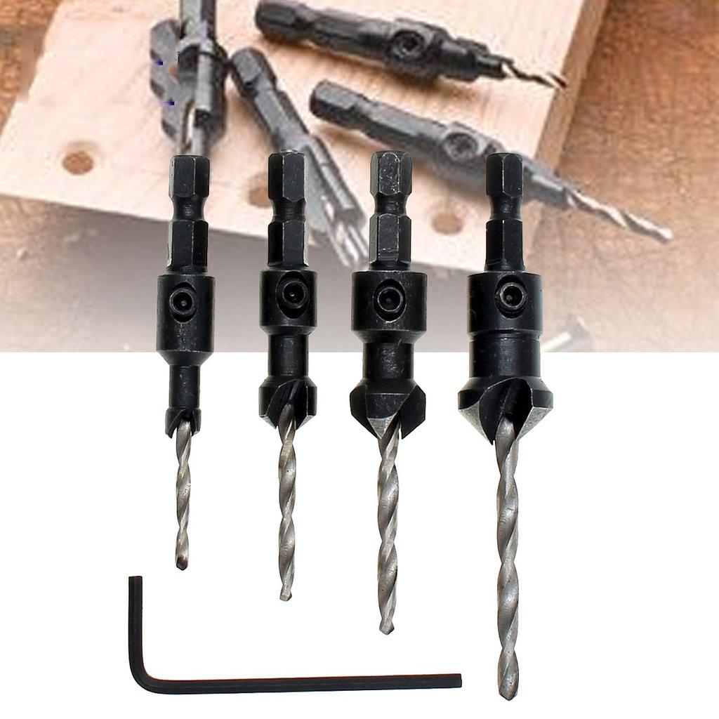 Buy 5PCS HSS Tapered Wood Drill Bit Set Quick Change Countersink Hex