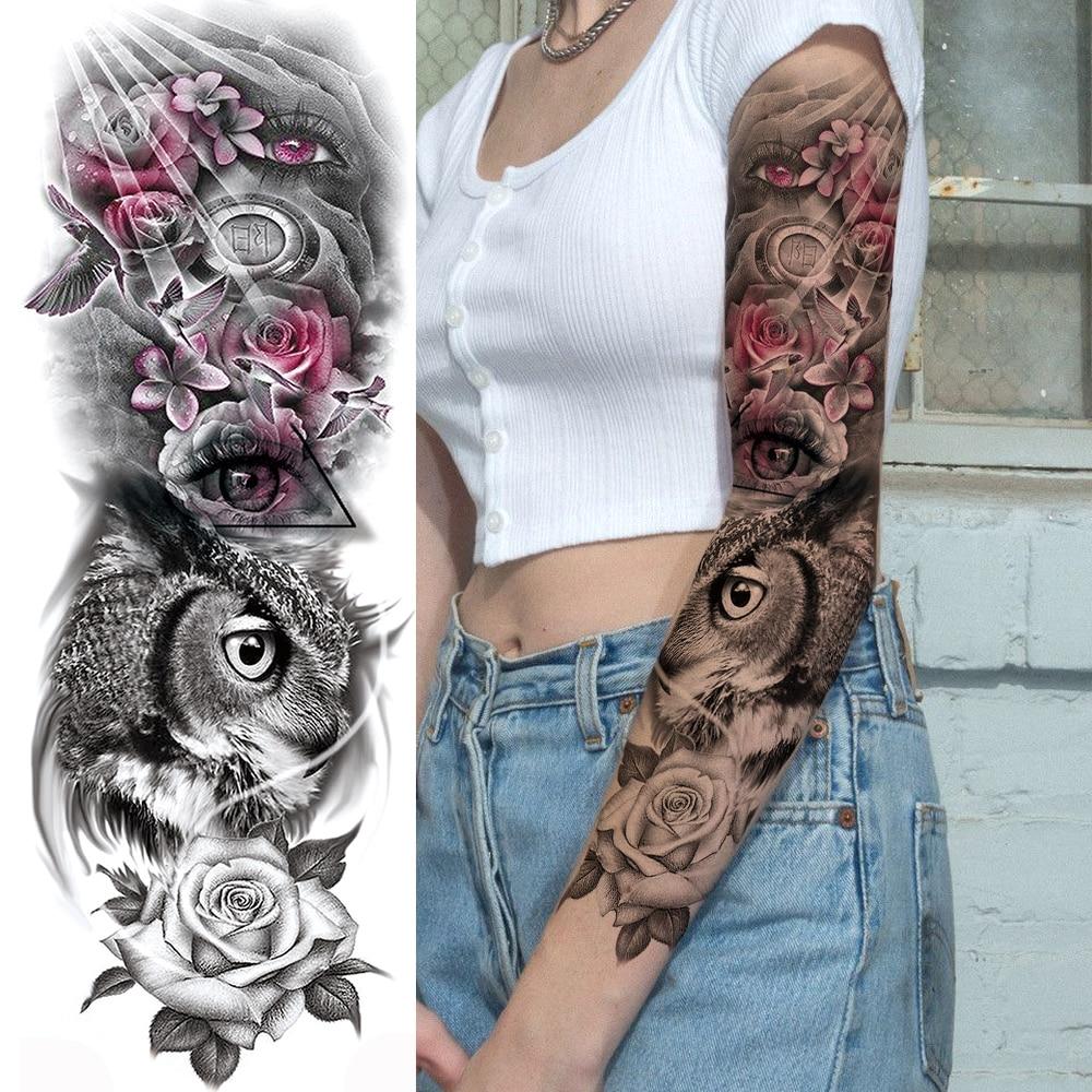 Buy Party Supplies Favor Temporary Sleeve Tattoos For Women Fake Skull Owl Lion Wolf Tatoo Full Arm Sleeve Black Body Art Decoration At Affordable Prices — Free Shipping, Real Reviews With Photos — 1000_x_1000_jpg