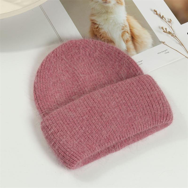 Solid Color Winter Hats Women Men Fluffy Long Hair Cashmere Knitted