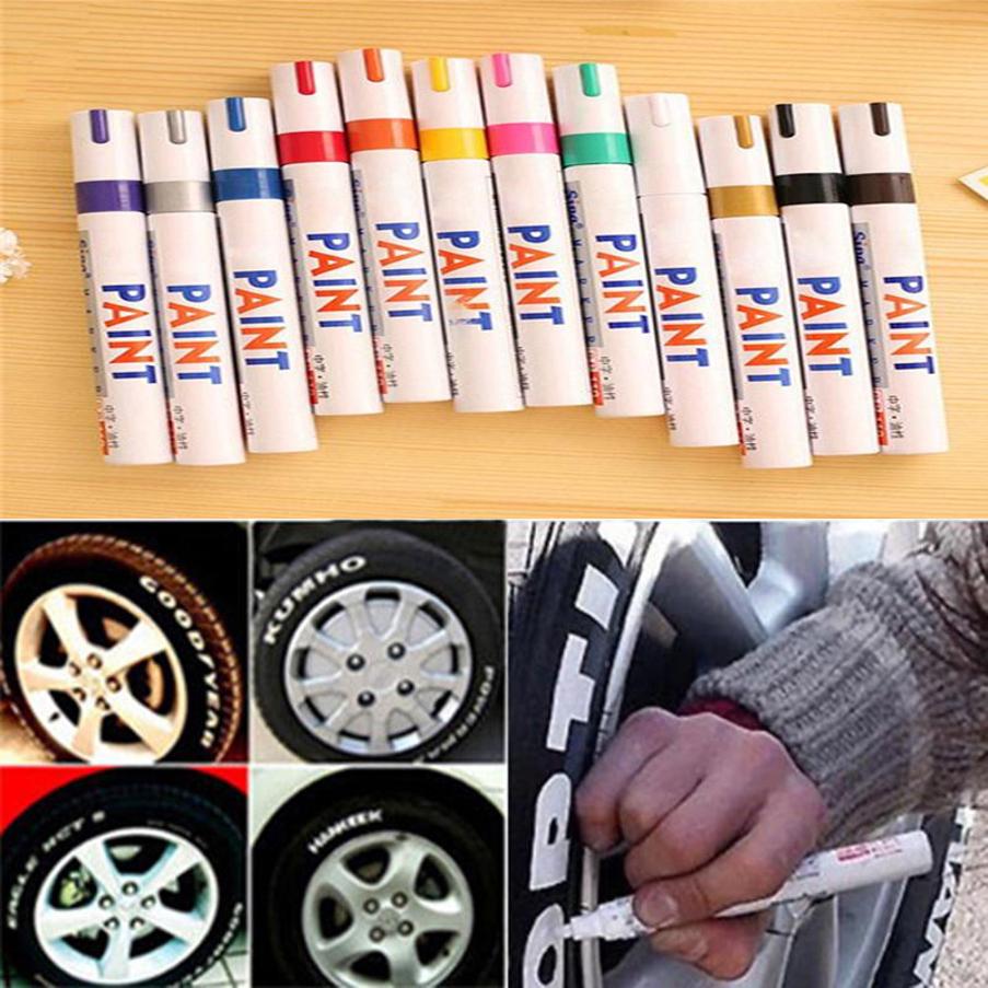Car Wheels with Tyres 12Pcs White Waterproof Permanent Car Tyre Tire Tread Paint Marker Pen Set s/