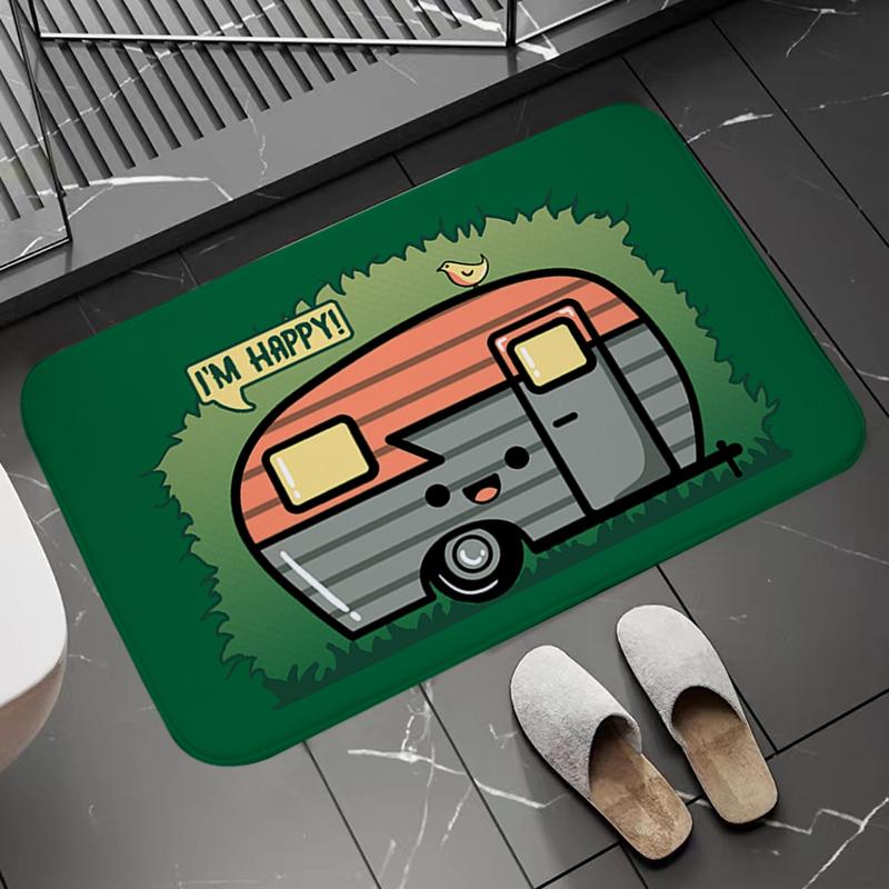 Cheap Nonslip And Washable Kitchen Mat Happy Campers Balcony Hallway