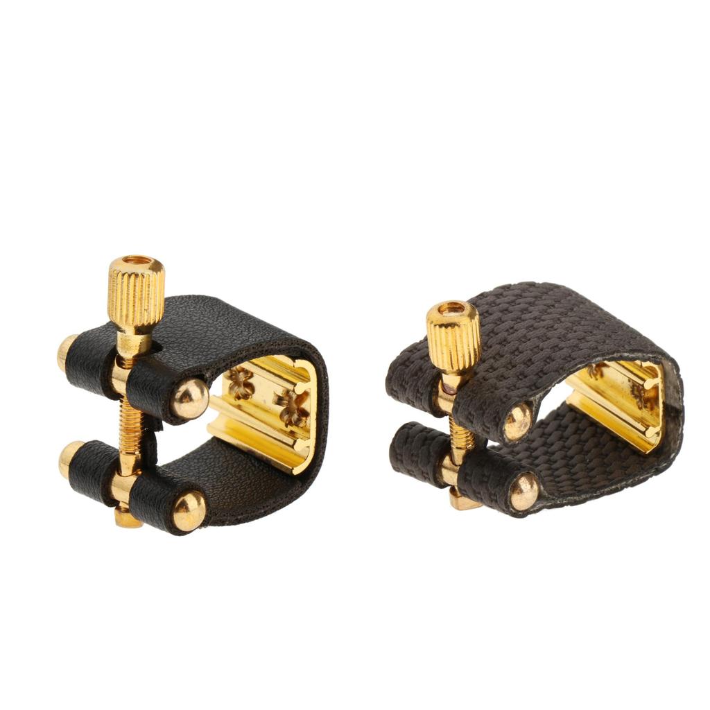 Ligature Fastener Clip PU Leather Compact Durable for Alto Tenor Soprano Sax Saxophone