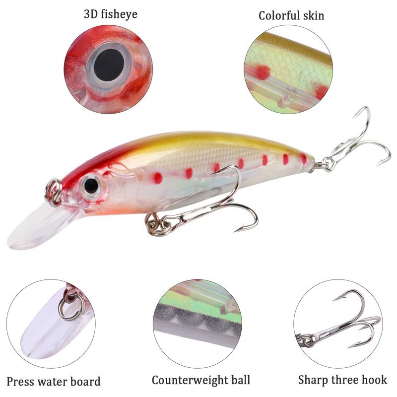 Cheap Fishing Bait 10Pcs Fishing Lures with 2 Fishing Tackle Bass Carp