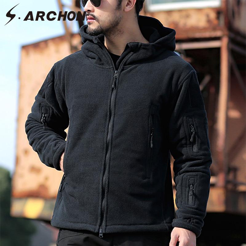 Buy Soft Shell Military Fleece Jackets Men Hooded Windproof Tactical