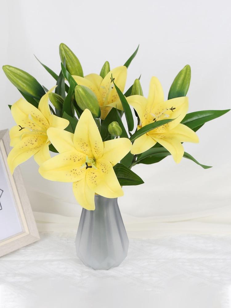 Satın alın 4Pcs Artificial Lily Flowers Latex Fake Flowers for Wedding