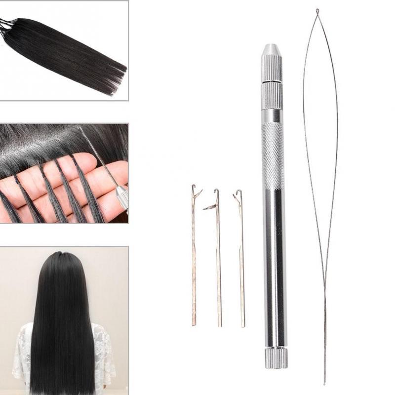 Buy Aluminum Handle Pulling Loop Needle Micro Beads Looper Threader for Hair Extension at