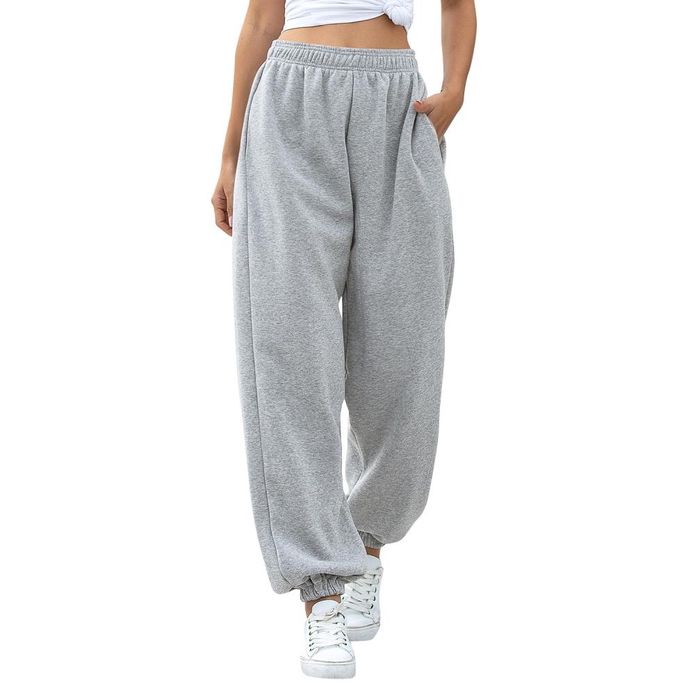 Cheap Women Casual Sport Pants Solid Running Jogger Pants Female Oversized Tracksuit Elastic