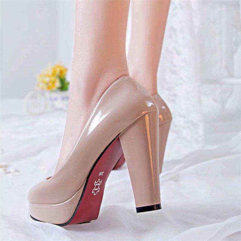 Buy Spring Thick with Waterproof Nude Color Heels Female Bridesmaid Shoes at