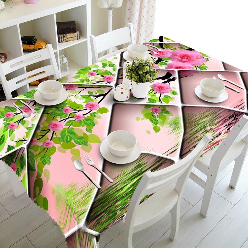 Cheap Tablecloth Flower Pattern Waterproof Dinning Table Cover Wedding