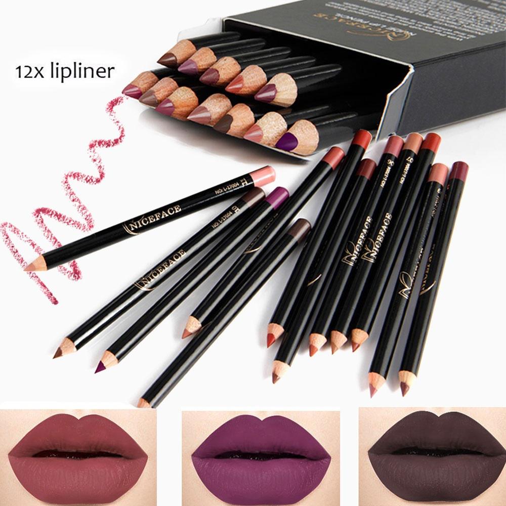 Waterproof Long Matte Lip Liner Cosmetic Kit Contour Eyebrow Eye Pencil