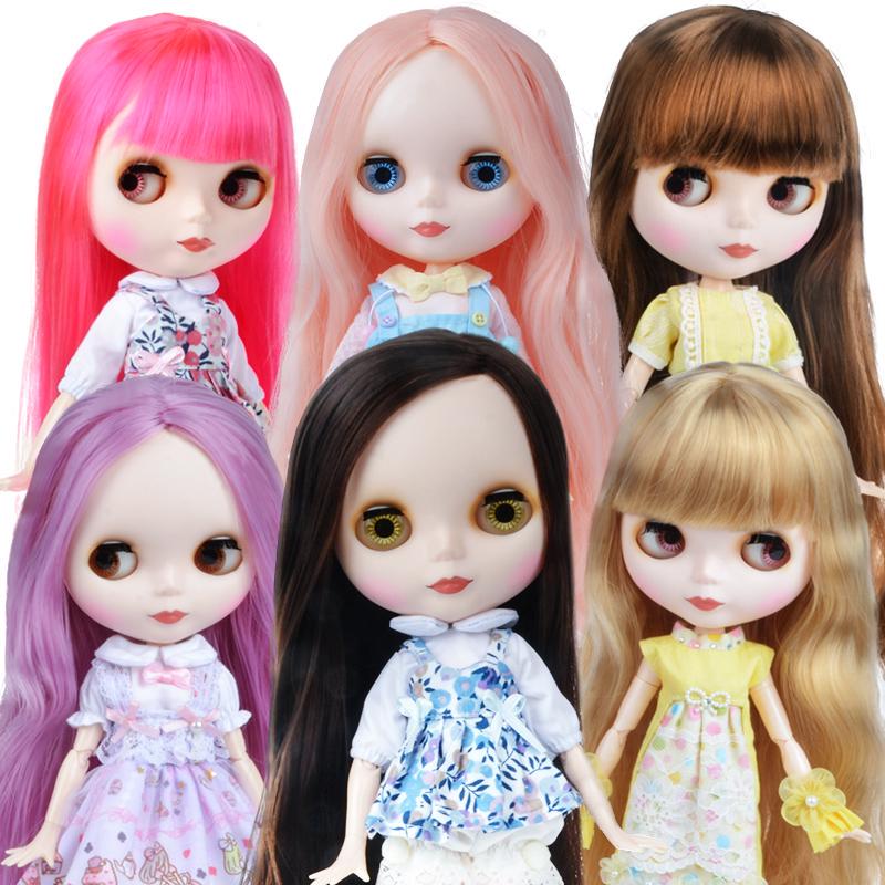 Cheap Blythe Doll NBL with White Skin Matte Face Four Colors Eyes, 1/6