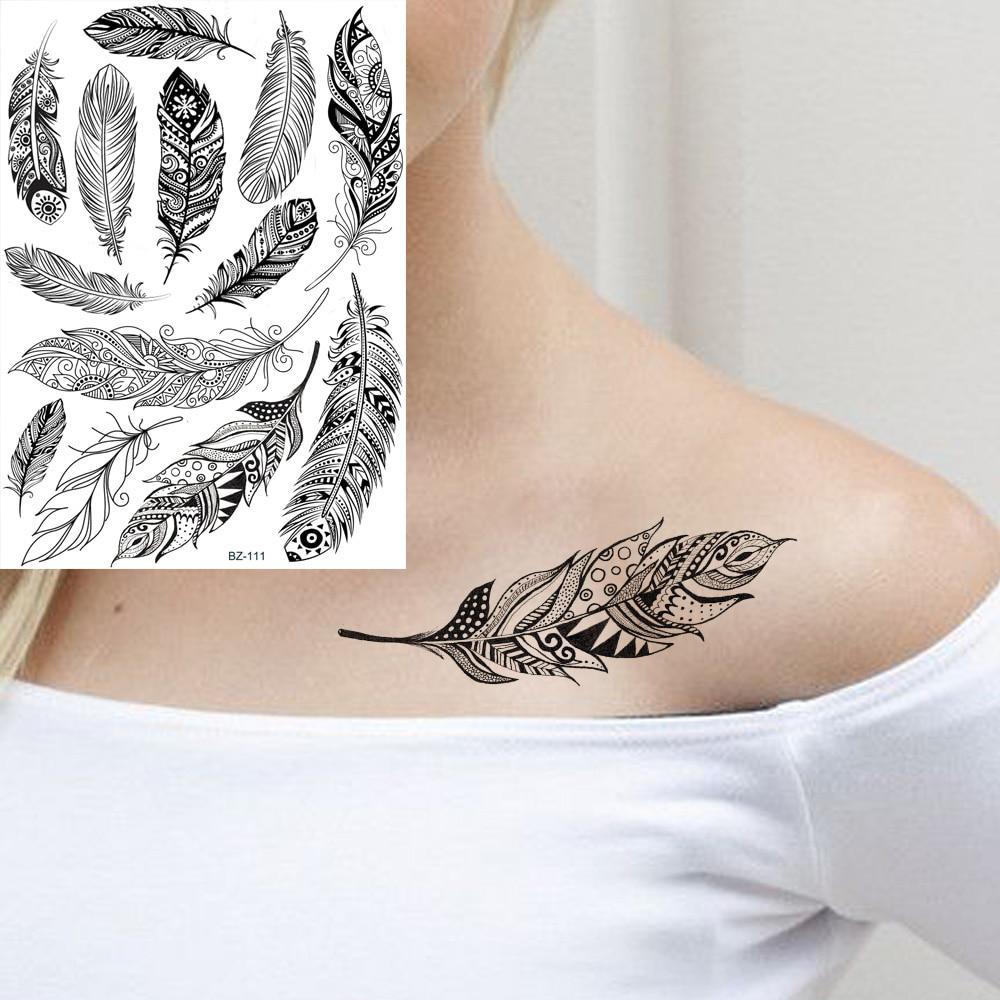1Pc Nero Tribale Piuma Foglie Tatuaggi Donne Impermeabile Falso Petto Braccio Tatuaggi Temporanei Adulto Arte Acquista In Modo Economico — Spedizione Gratuita, Recensioni Reali Con Foto — Joom 1000_x_1000_jpg