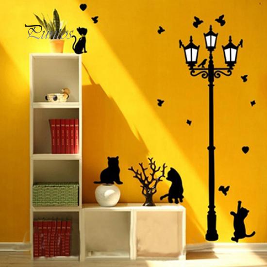 Buy Home Decor Naughty Cats Birds And Street Light Lamp Post Wall
