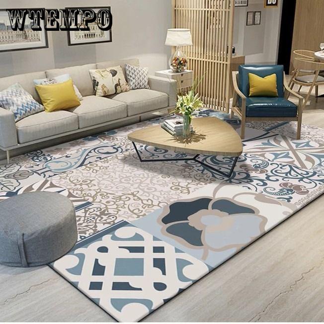 Buy Bedroom Floor Mat Nordic Style Geometric Printed Soft Washable