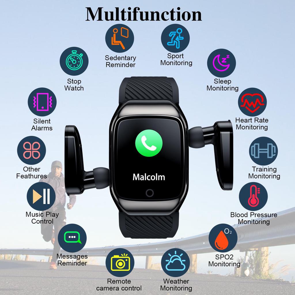 Buy 2 In 1 Smart Watch Wristband and TWS Bluetooth 5.0 Headphone