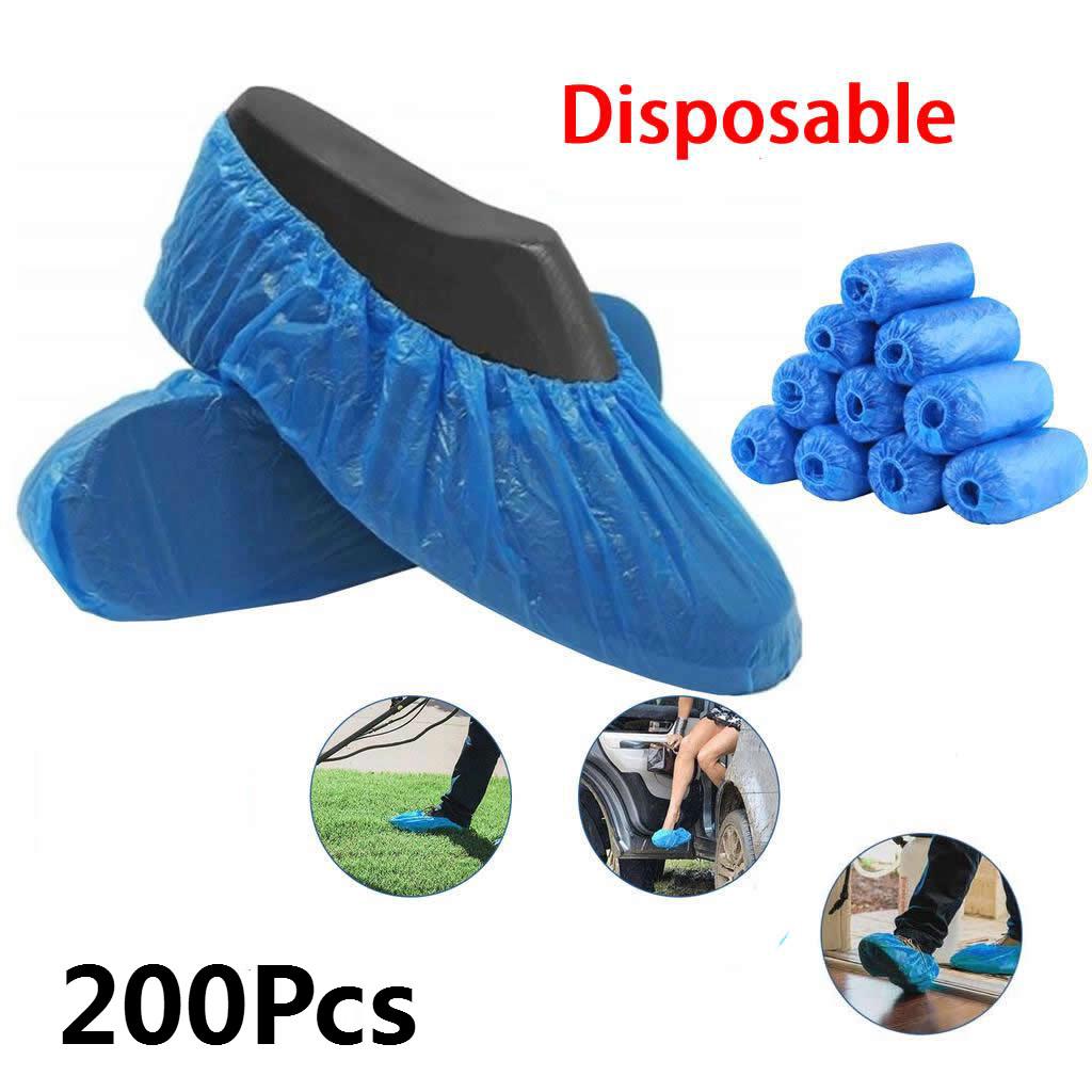 Buy 200 Pcs Plastic Shoe Cover Disposable Foot Cover Waterproof Non
