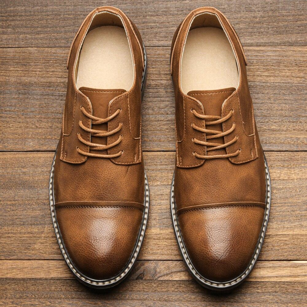 Cheap Fashion Retro Men's Derby Shoes Men Leather Shoes Men Casual