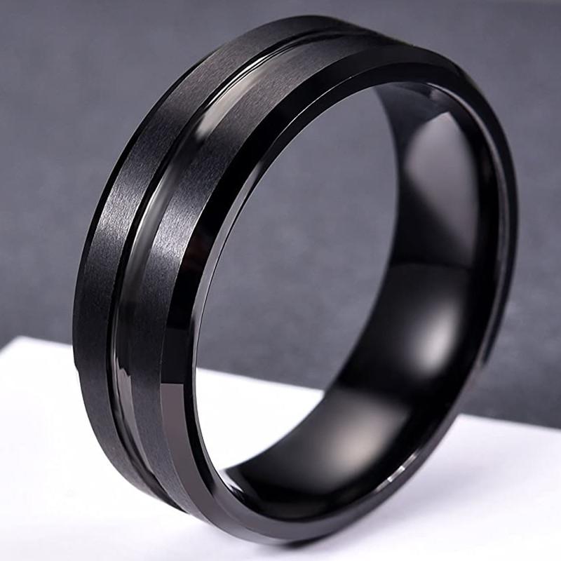 Kaufe Punk Groove Frosted Gothic Stainless Steel Engagement Ring Men