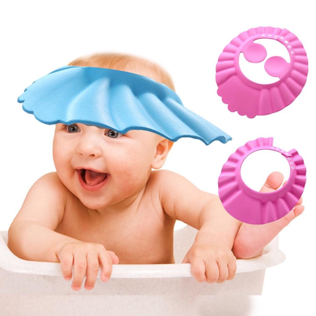 Adjustable Baby Shower Cap Ear Cover Bath Hat Wash Hair uygun fiyatlı