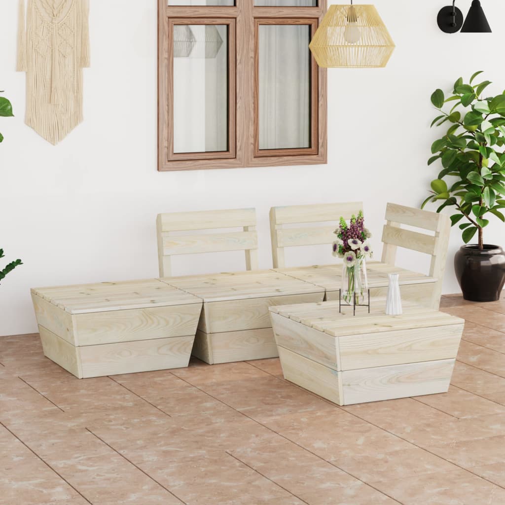 Cheap 4 Piece Garden Pallet Lounge Set Impregnated Spruce Wood Garden Table Sofa Furniture Kit