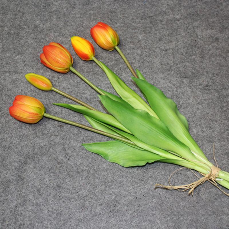 Cheap Luxury Silicone Real Touch Tulips Bouquet Decorative Artificial
