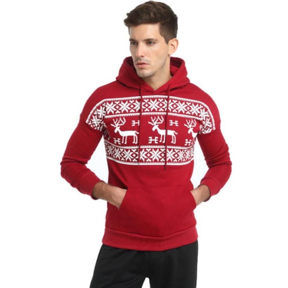 Buy Snow Fawn Printing Hoodies Long Sleeve Loose T Shirt Men Winter