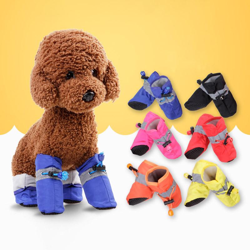 Buy 4Pcs/set Waterproof Pet Dog Shoes Outdoor Antislip Rain Snow Boot