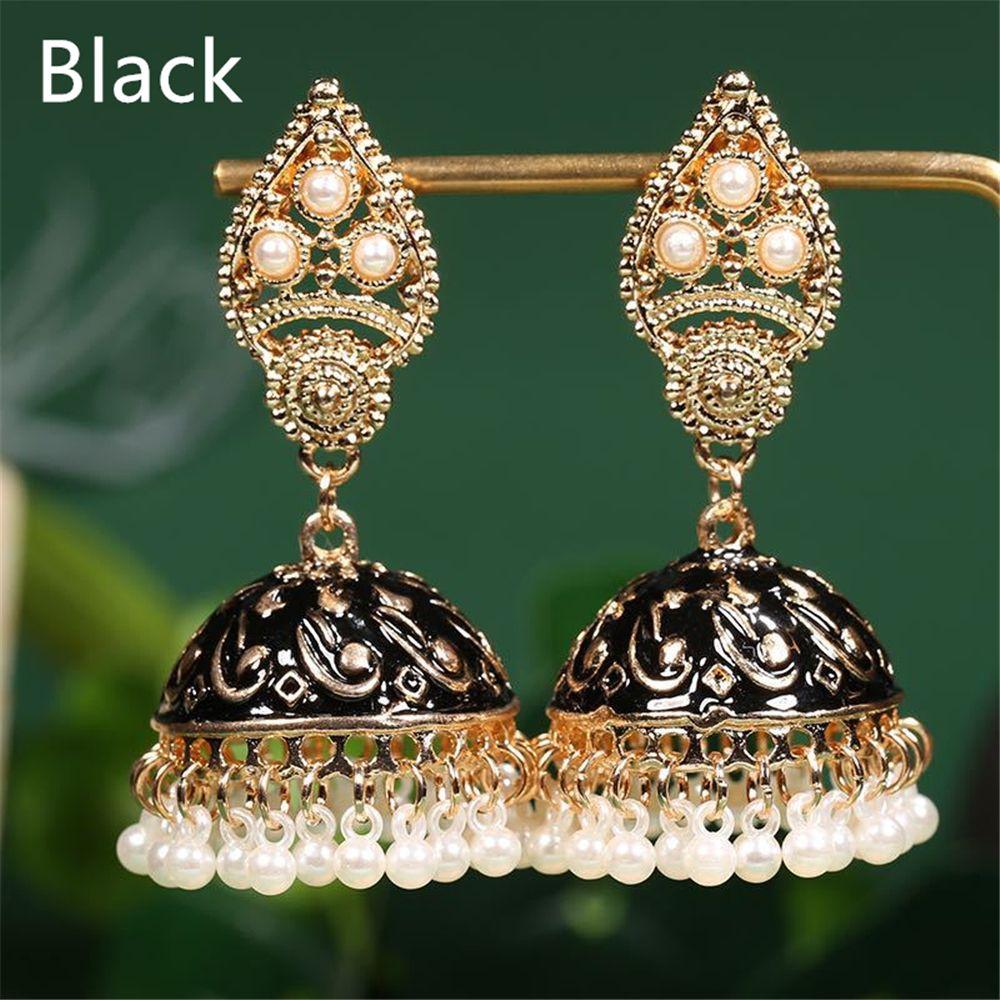 Cheap Earrings Accessories Indian Style Palace Earring with Tassel Jhumka Earrings Flower Bell