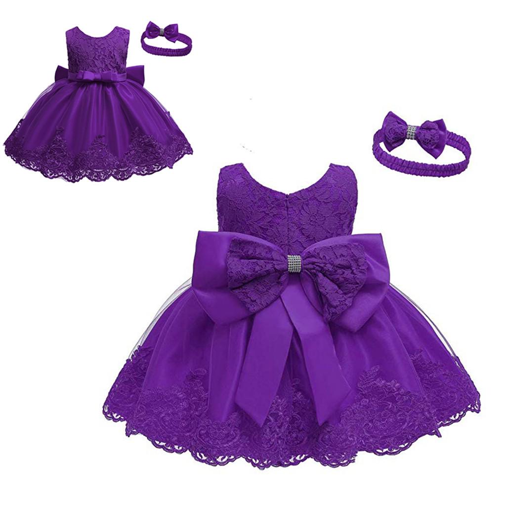 Buy Baby Girls Lace Bowknot Princess Wedding Formal Tutu Dress Headband
