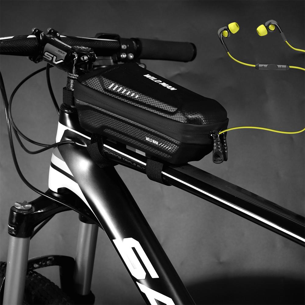 Cheap WILD MAN Bicycle MTB Bike Front Frame Storage Bag Waterproof Hard