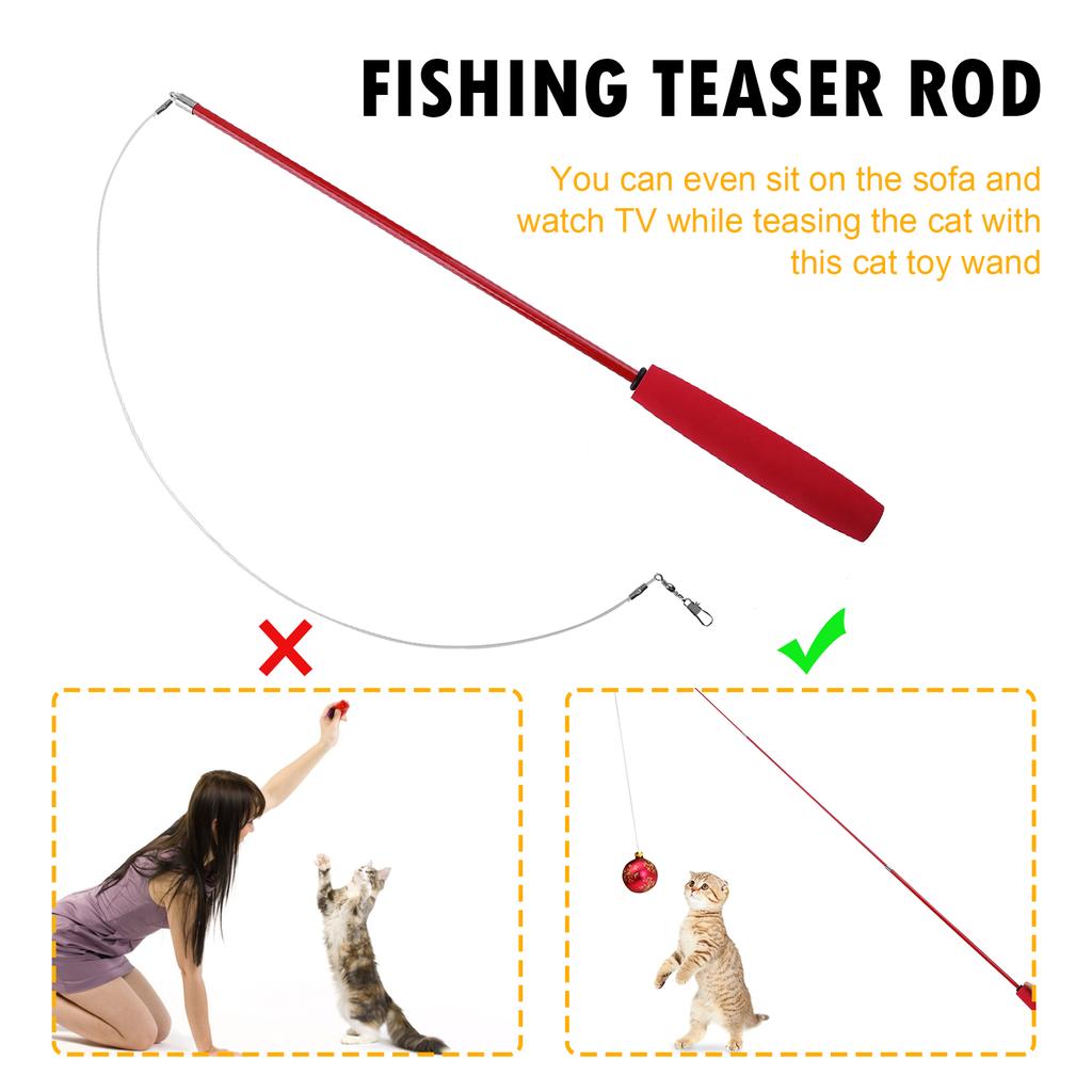 Cheap Cat Teaser Wands, Retractable Fishing Pole Wand Cat Teaser Stick