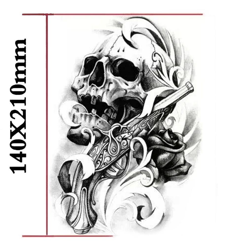 Buy 1 Pcs Black Death Skull Shoulder Tattoos Temporary Waterproof Tattoo Sticker Fake Arm Sleeve Tattoo At Affordable Prices — Free Shipping, Real Reviews With Photos — Joom 1024_x_962_jpg