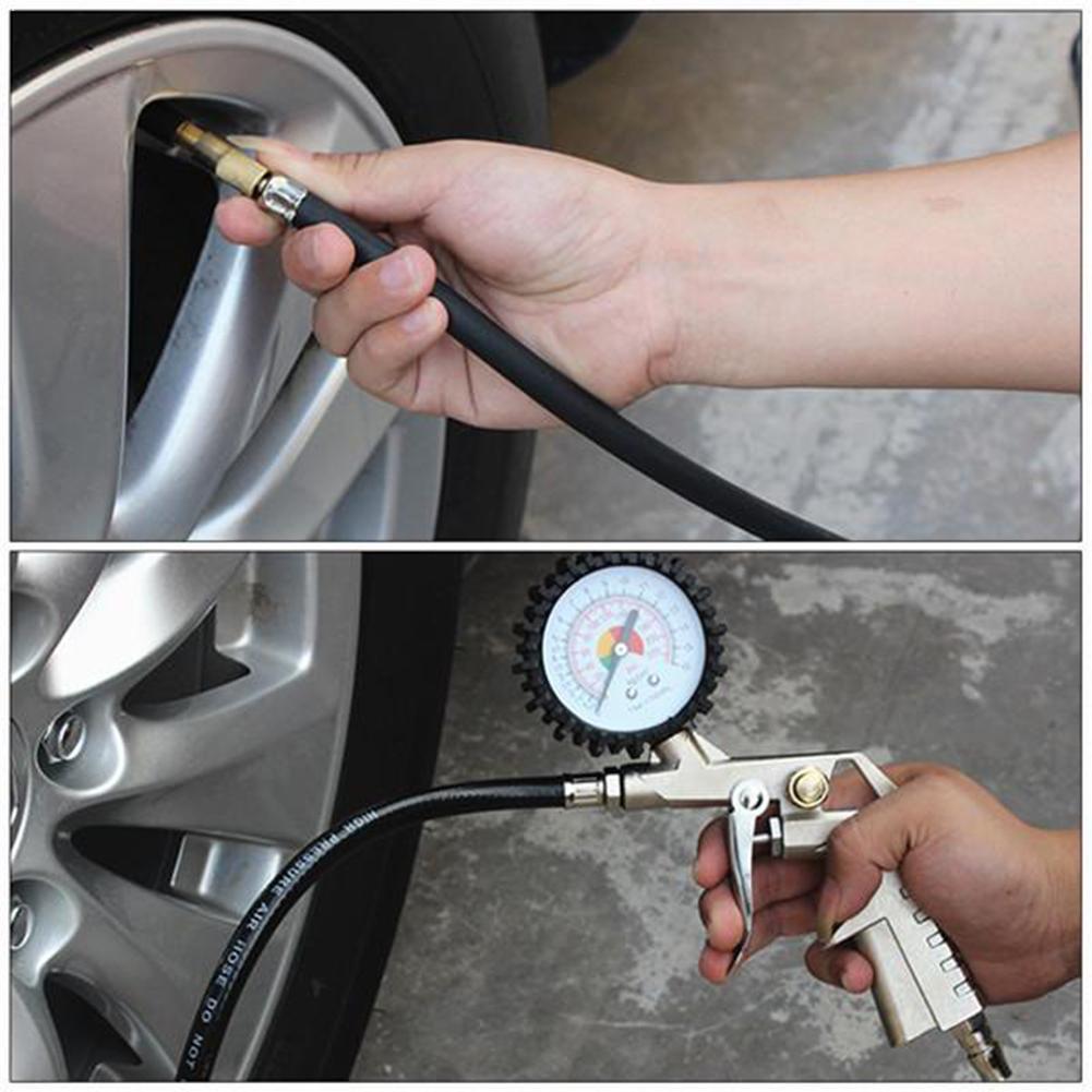 Buy Alloy Tires Inflator Gauge Flexible Hose Fitting Pneumatic Compressor Pressure Accessory