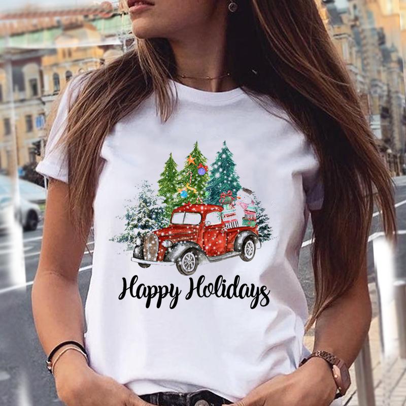 Christmas Carolomg Truck 2022 Buy 2022 Gift Truck Tree Women T Top Merry Christmas Holiday Print Cartoon Shirt Female Graphic Tee Tshirt New Year T-Shirts At Affordable Prices — Free Shipping, Real Reviews With Photos — Joom