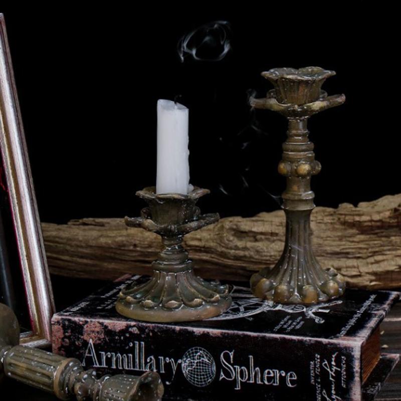Cheap 1Pc Antique Candlestick Resin Candle Accessory Retro Candle