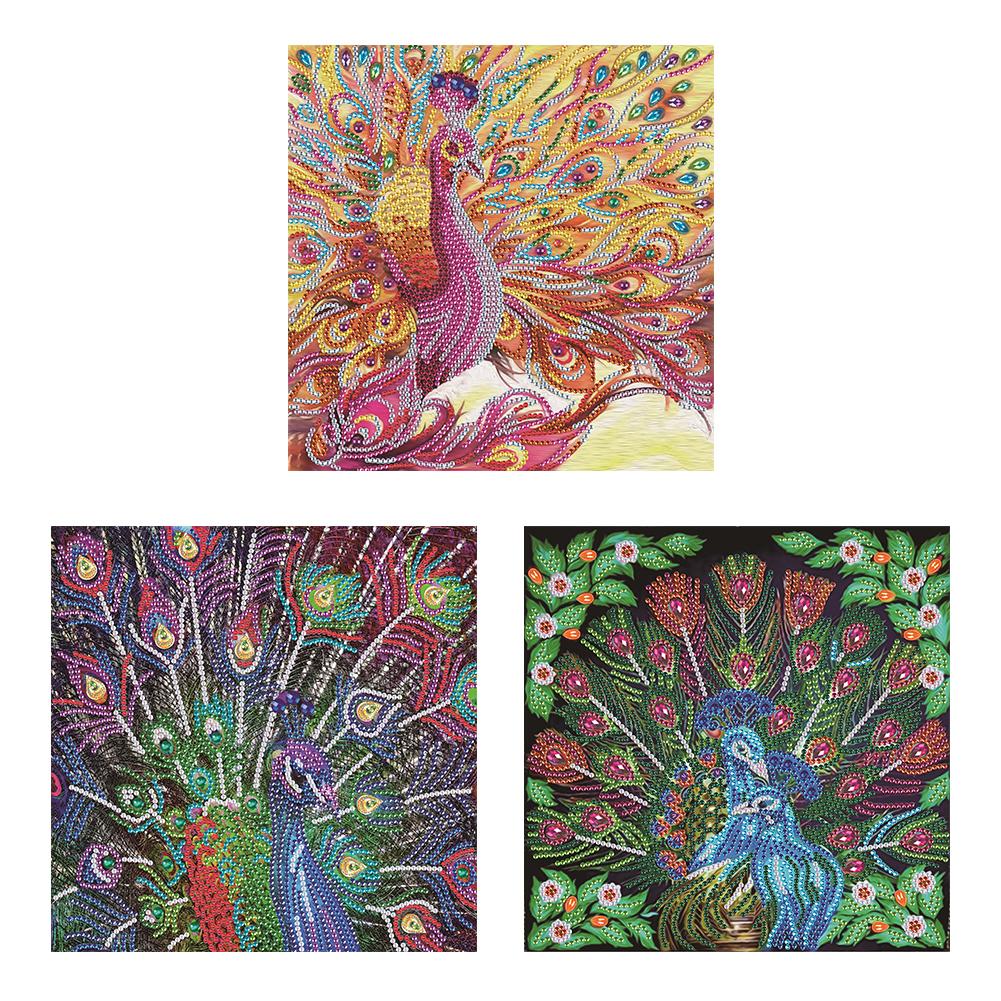 Cheap 5D Diamond Painting Peacock Partial Special Shape Drill Wall