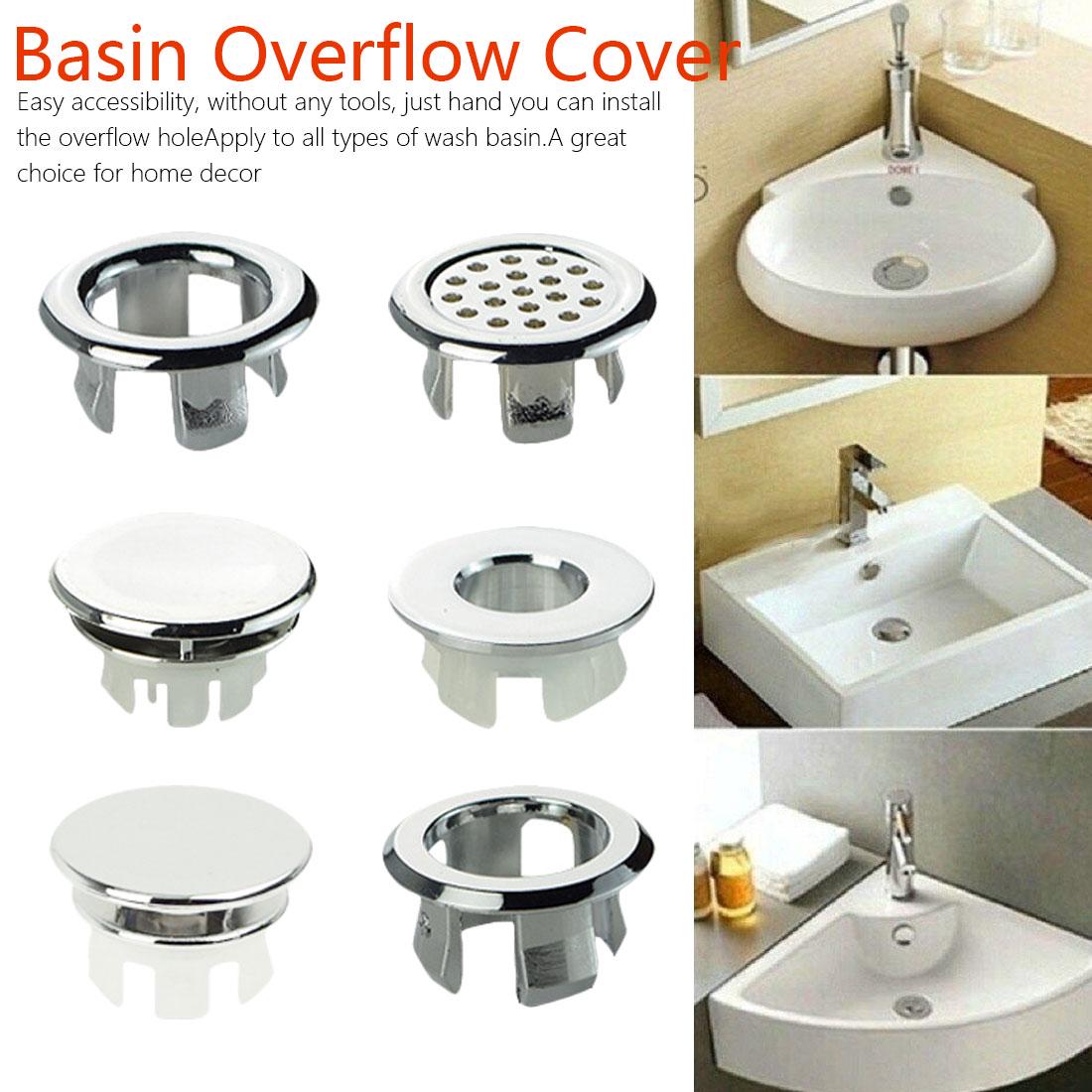 Bathroom Ceramic Basin Sink Overflow Spare Cover Chrome Trim Bathroom