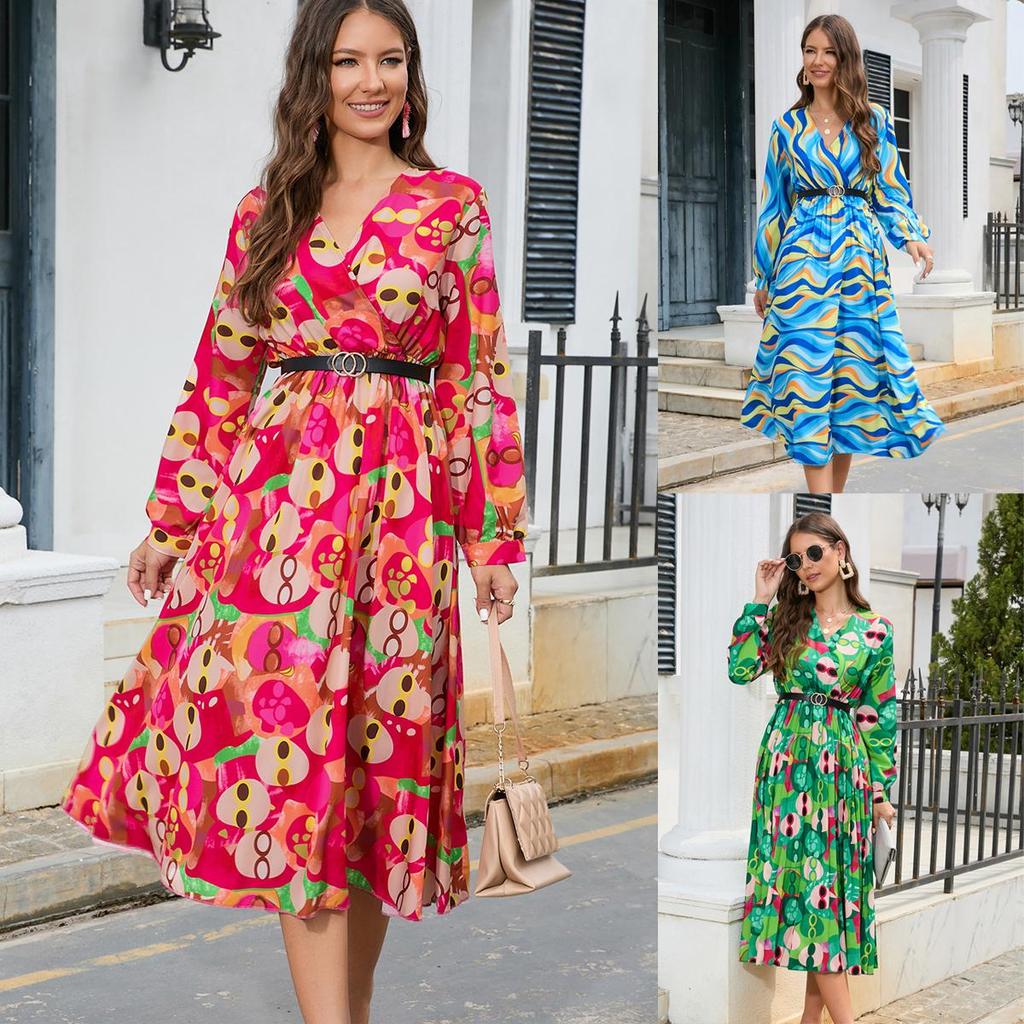 Cheap Womens Dresses for Women Casual Full Sleeve Dress Floral Printed