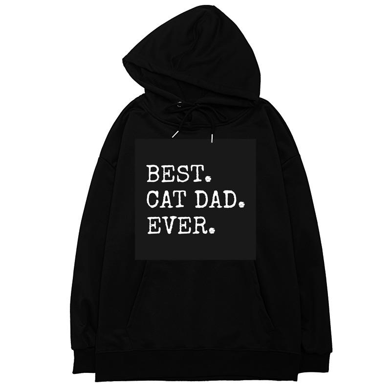 Best Cat Dad Ever Printed Black Autumn And Winter Hoodie LongSleeved