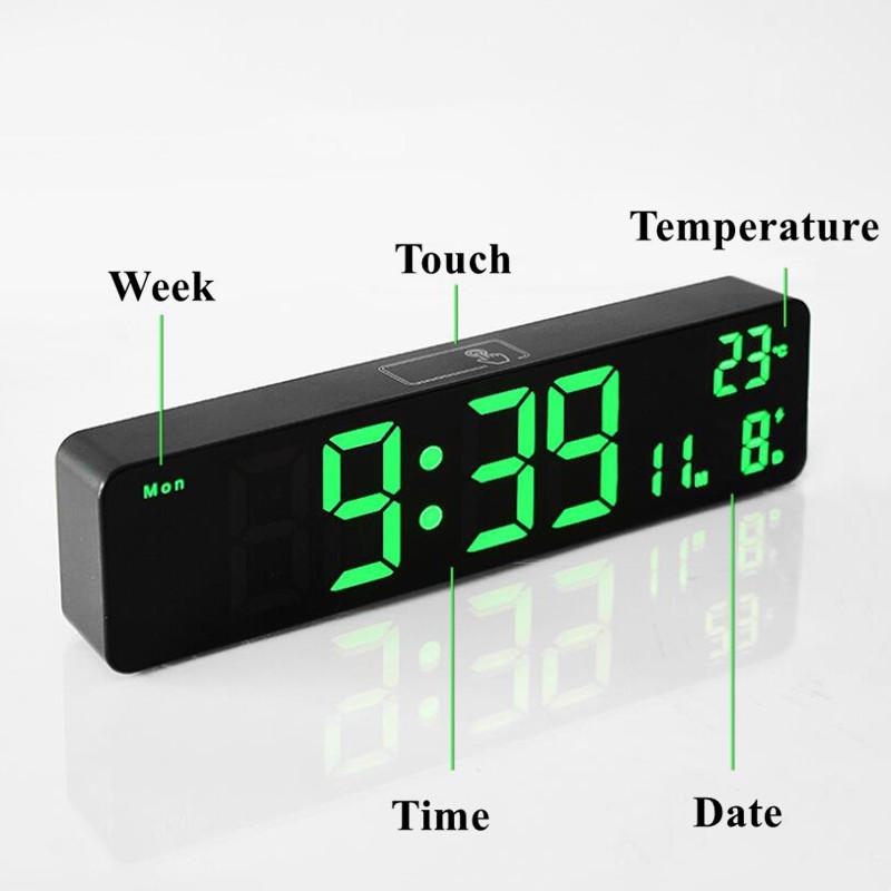Cheap Digital Alarm Clock Temperature Date Dual Alarms Voice Control Electronic Table Clock