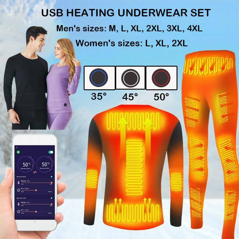 Cheap Men USB Electric Fleece Heating Thermal Underwear Heated Body
